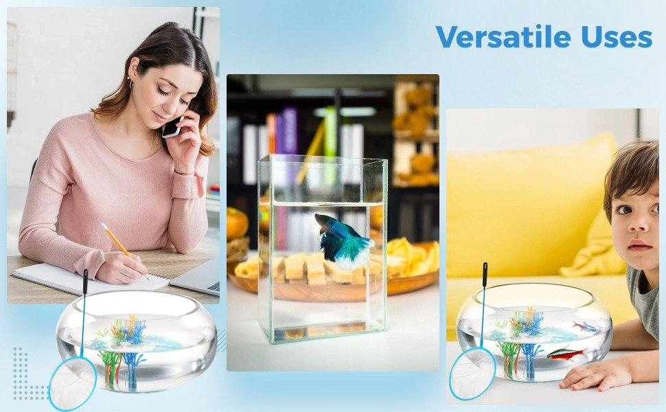 OEM Round Glass Fish Bowl Set with Luminous Pebbles Artificial Plants Net Small Vase Aquarium Home Office Decor Transparent Factory