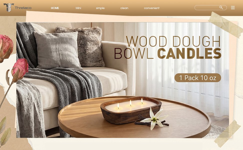 Wholesale 10 oz Rustic Wood Dough Bowl Soy Candle 3 Wick Scented Apple Cinnamon Gift for Men Women Farmhouse Table Centerpiece Home Decor Christmas Factory