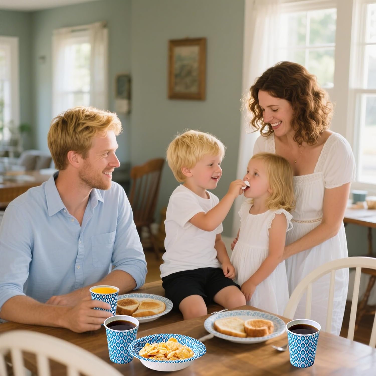 Wholesale 10 Oz Paper Bowls 150 Count Small Blue Printed Soak Proof Disposable Bowls for Snacks Desserts and Light Lunch Meals Factory
