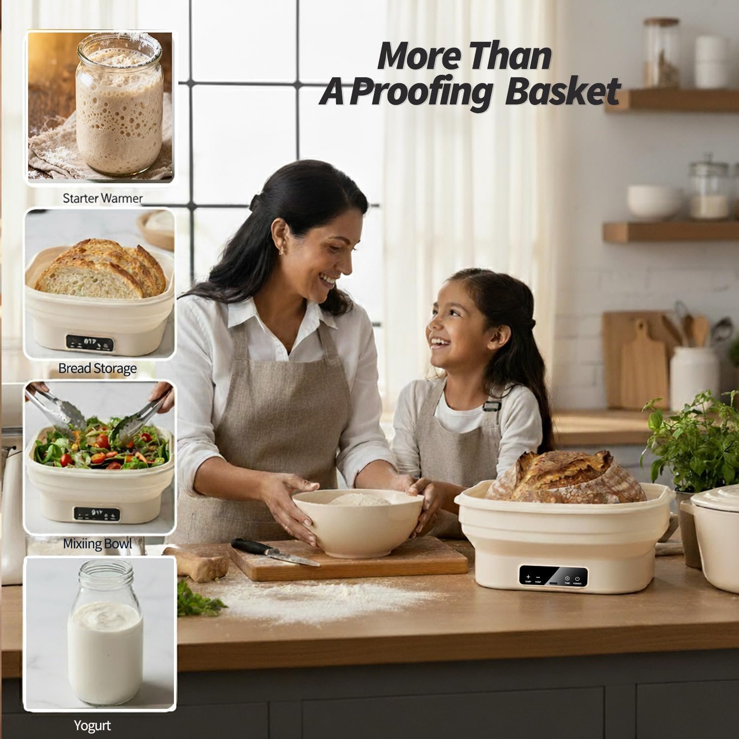 OEM 1 Gallon 4L 11-Inch Food-Safe Silicone Bread Proofing Basket Electric Sourdough Starter Kit 6-Temp Switchable Auto-Shutoff Heating Bowl Timer Dishwasher Safe Bakers Gift Factory