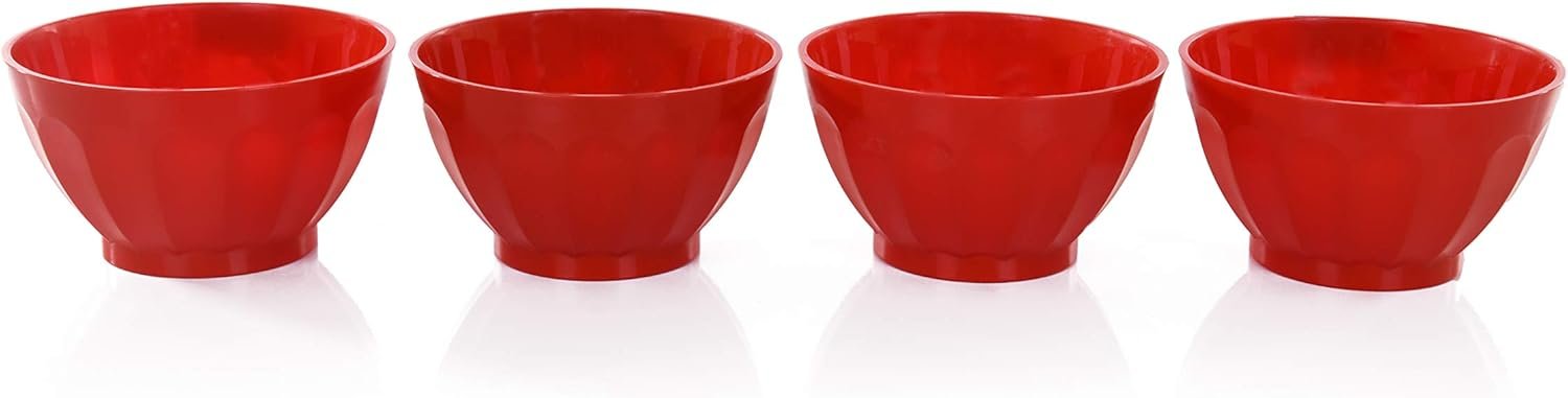 Wholesale Colorful Unbreakable Plastic Bowl 4pk Medium 750ml Red for Salad Snacks Breakfast Cereal Fruit Popcorn Soup Shatterproof BPA Free Factory