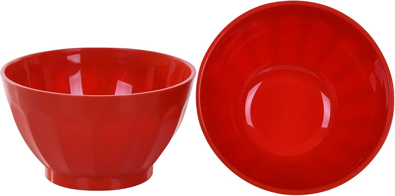 Wholesale Colorful Unbreakable Plastic Bowl 4pk Medium 750ml Red for Salad Snacks Breakfast Cereal Fruit Popcorn Soup Shatterproof BPA Free Factory