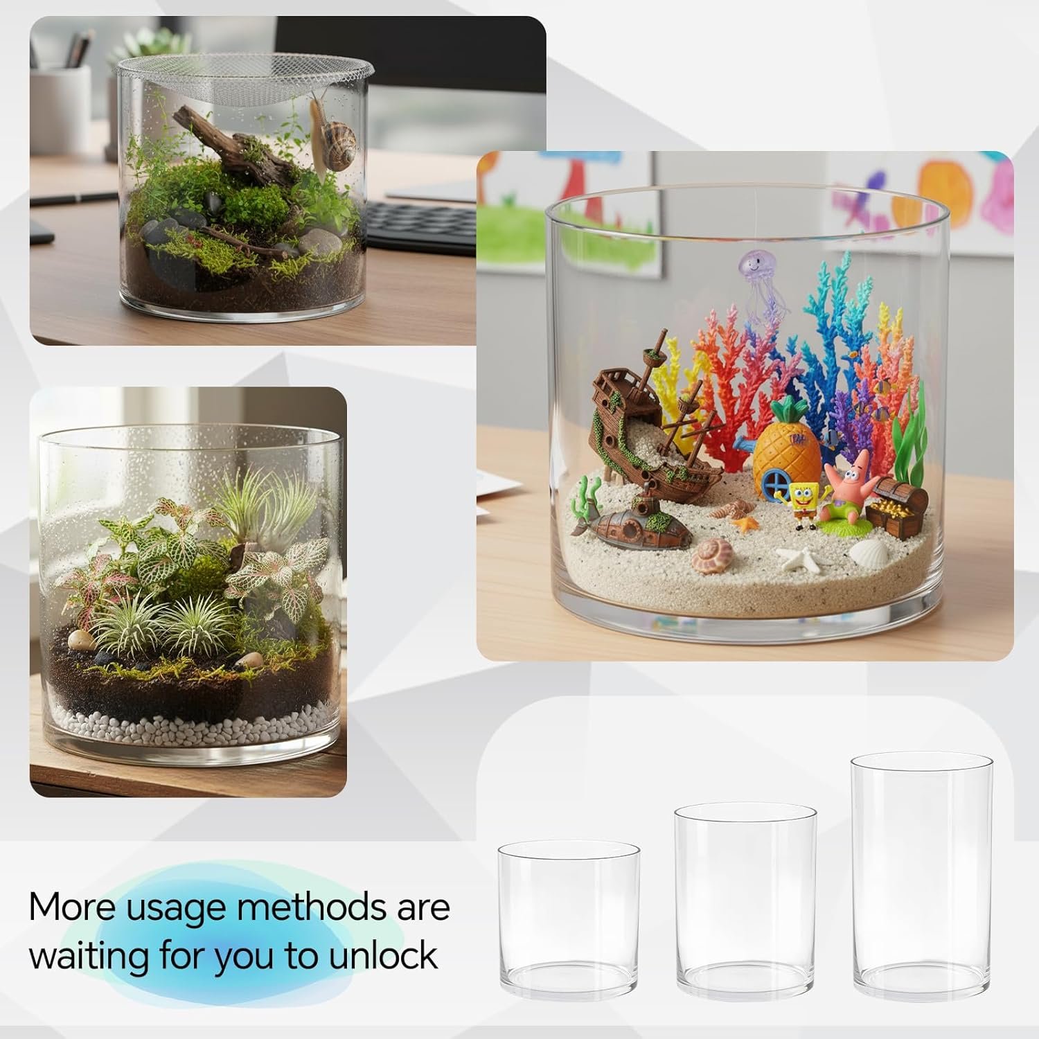 OEM 2.5 Gallon Cylindrical Glass Fish Tank Solid Base 360° Full View Desktop Aquarium Starter Easy Maintenance for Betta Snails Shrimp Aquatic Plants Small Terrarium Factory