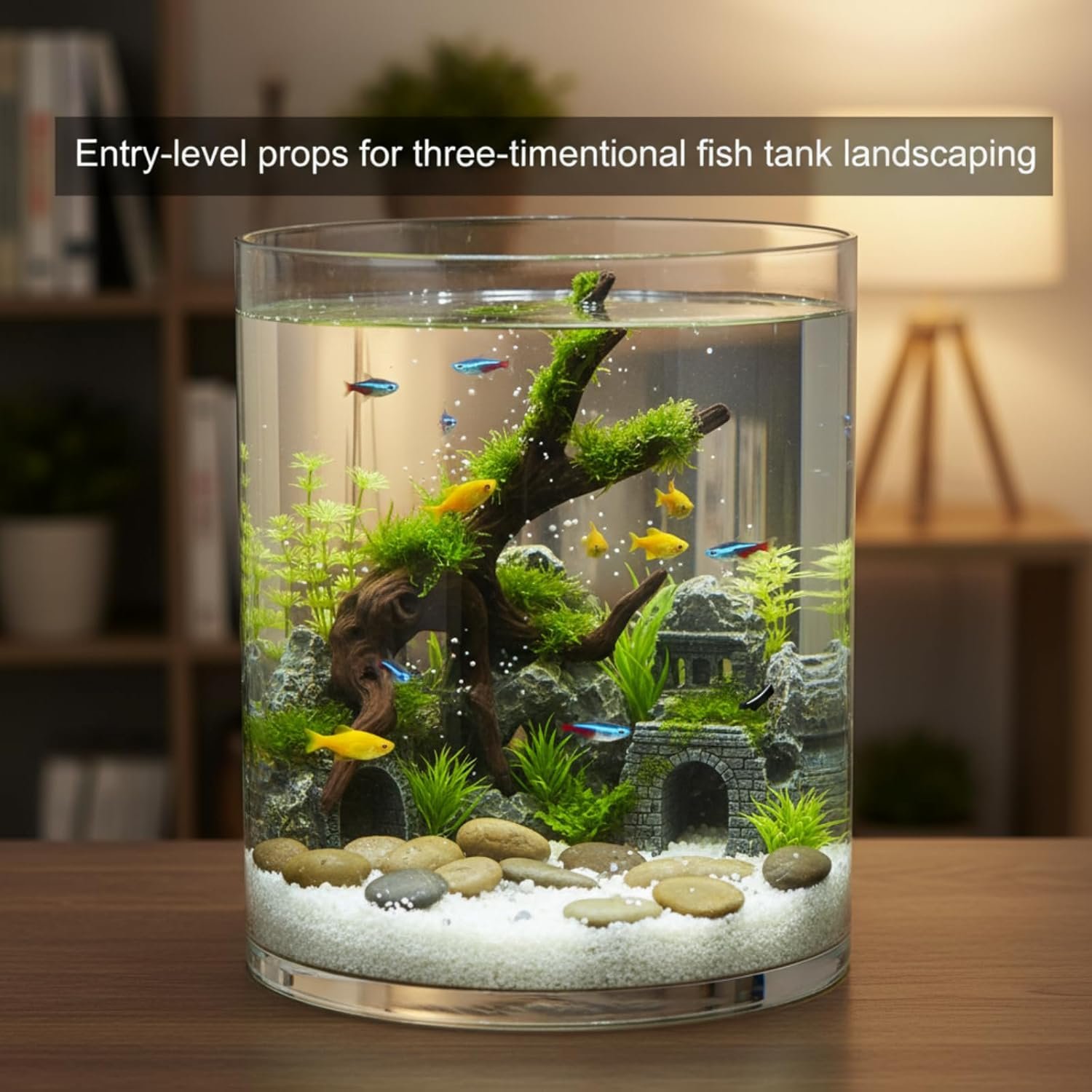 OEM 2.5 Gallon Cylindrical Glass Fish Tank Solid Base 360° Full View Desktop Aquarium Starter Easy Maintenance for Betta Snails Shrimp Aquatic Plants Small Terrarium Factory