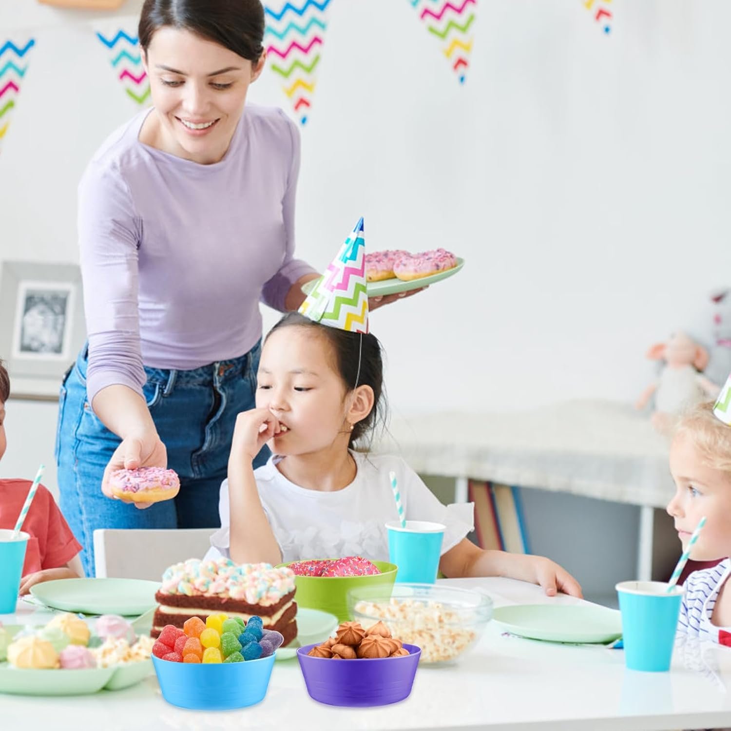 Wholesale 24 Packs 10 oz Reusable Plastic Kid Bowls Microwave Dishwasher Safe Colorful Cereal Snack Salad Dessert Soup Set 6 Colors Factory Wholesale 24 Packs 10 oz Reusable Plastic Kid Bowls Microwave Dishwasher Safe Colorful Cereal Snack Salad Dessert Soup Set 6 Colors Factory