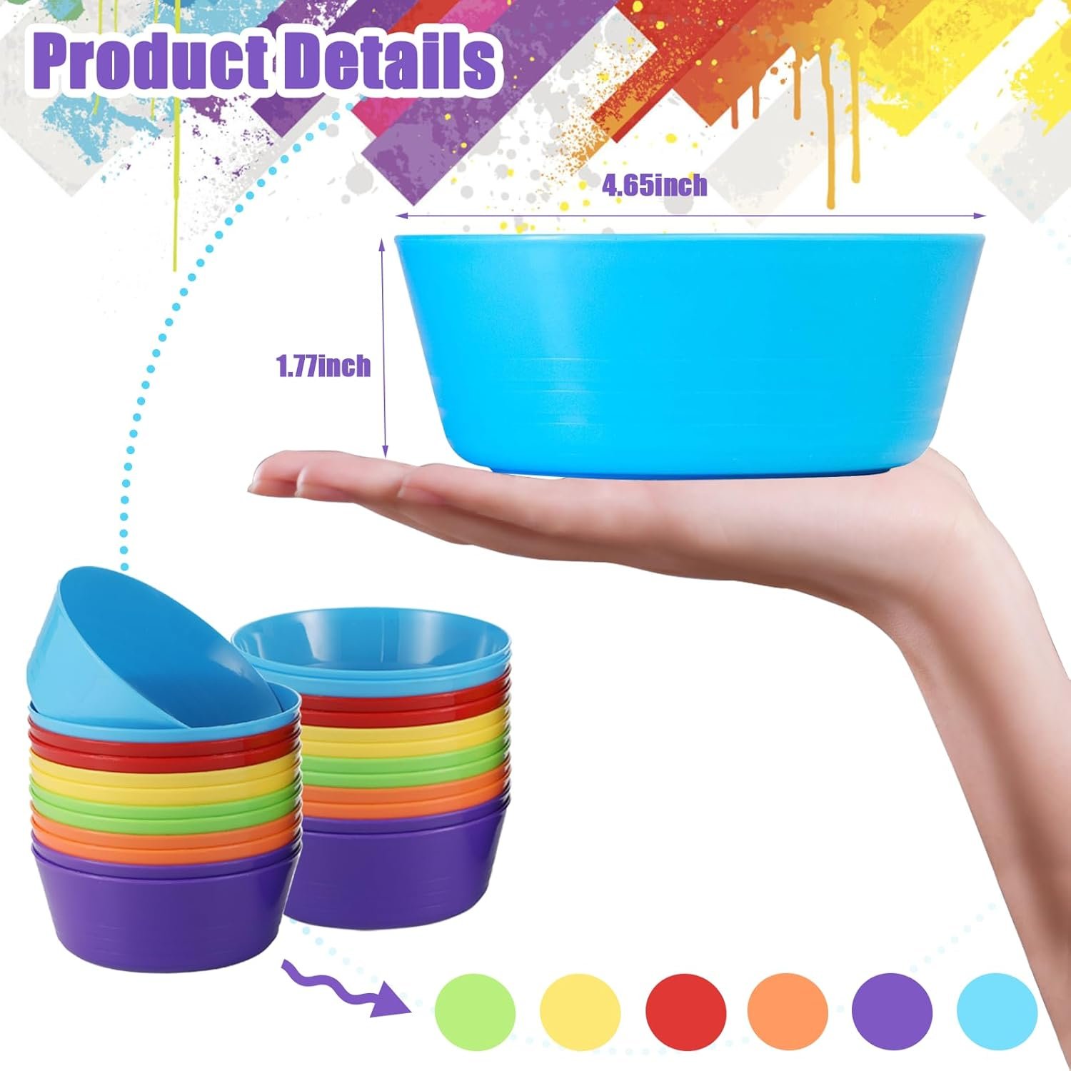 Wholesale 24 Packs 10 oz Reusable Plastic Kid Bowls Microwave Dishwasher Safe Colorful Cereal Snack Salad Dessert Soup Set 6 Colors Factory Wholesale 24 Packs 10 oz Reusable Plastic Kid Bowls Microwave Dishwasher Safe Colorful Cereal Snack Salad Dessert Soup Set 6 Colors Factory