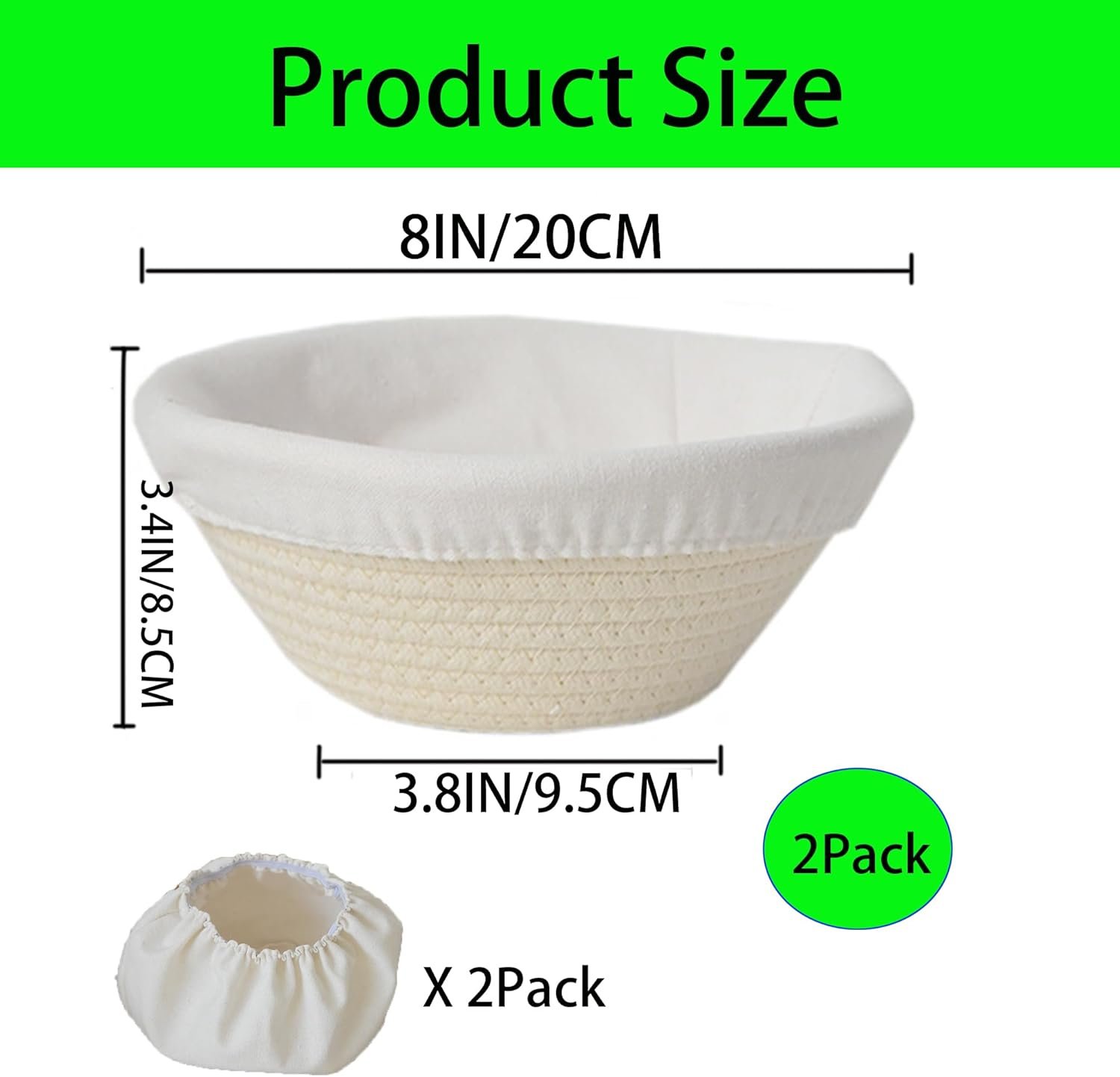 OEM 8 Inch 2-Pack Round Banneton Bread Proofing Basket with Liner for Sourdough Baking Factory