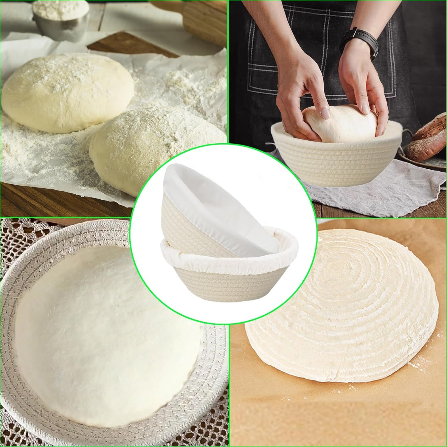 OEM 8 Inch 2-Pack Round Banneton Bread Proofing Basket with Liner for Sourdough Baking Factory