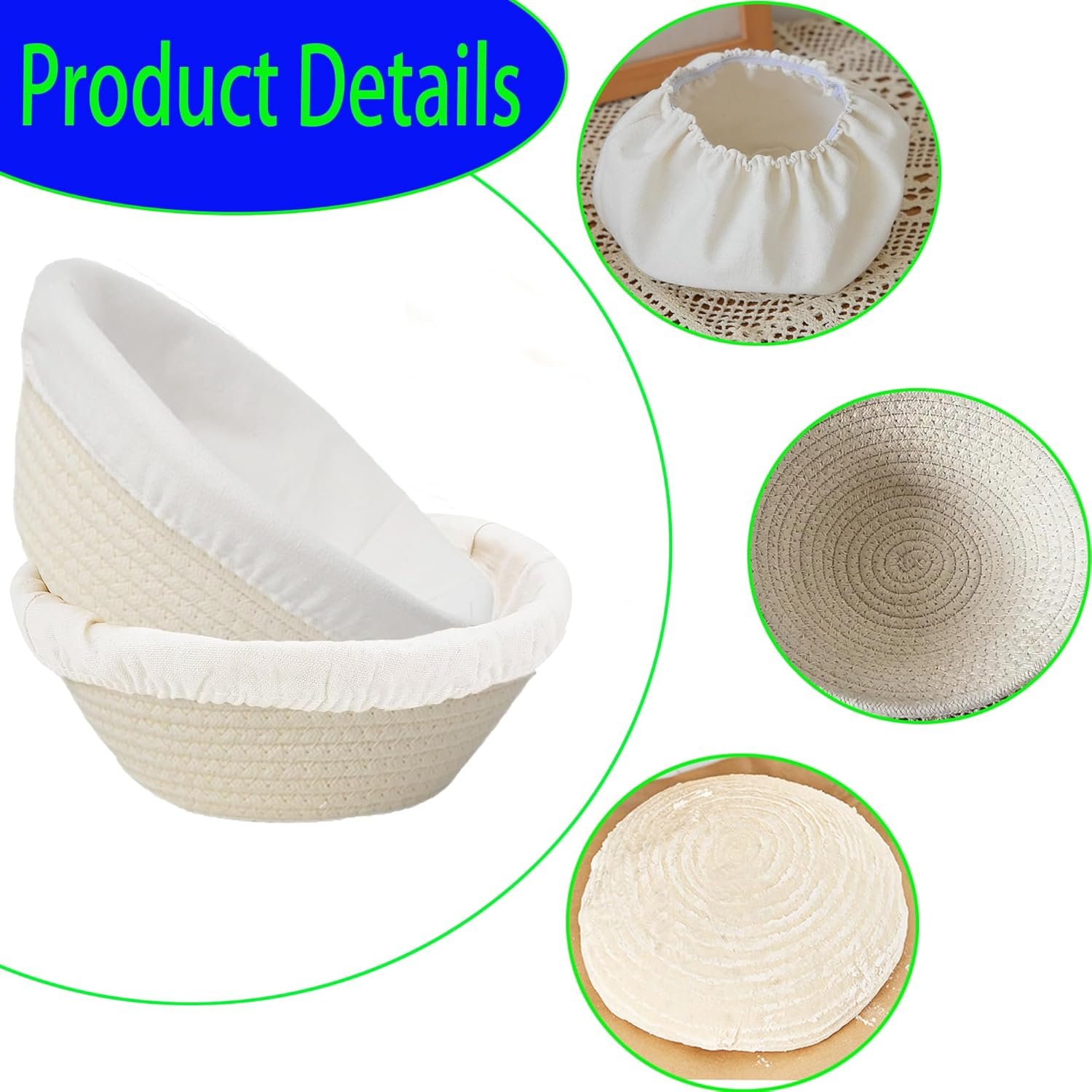 OEM 8 Inch 2-Pack Round Banneton Bread Proofing Basket with Liner for Sourdough Baking Factory