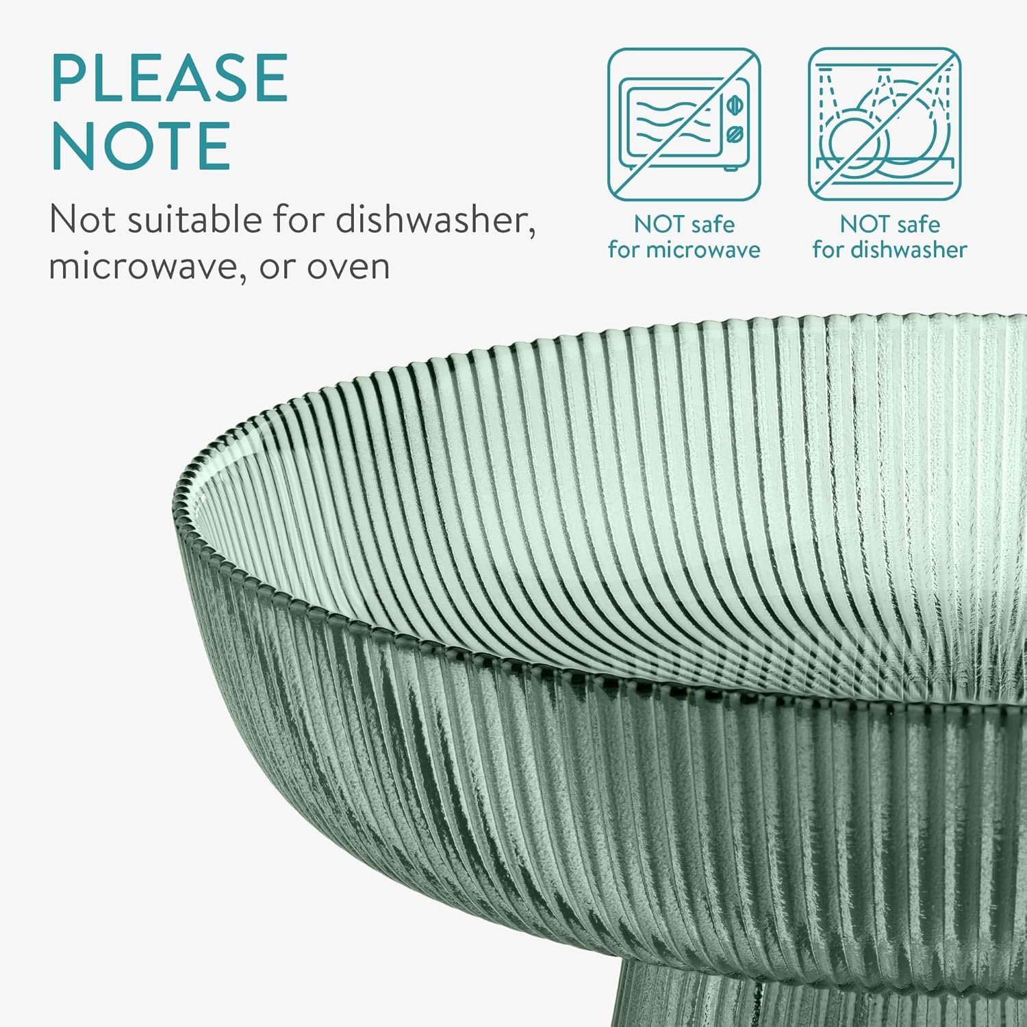 OEM Decorative Fluted Glass Fruit Bowl 10.2 Inch Diameter Green Tinted Table Centerpiece for Snacks Candy Factory