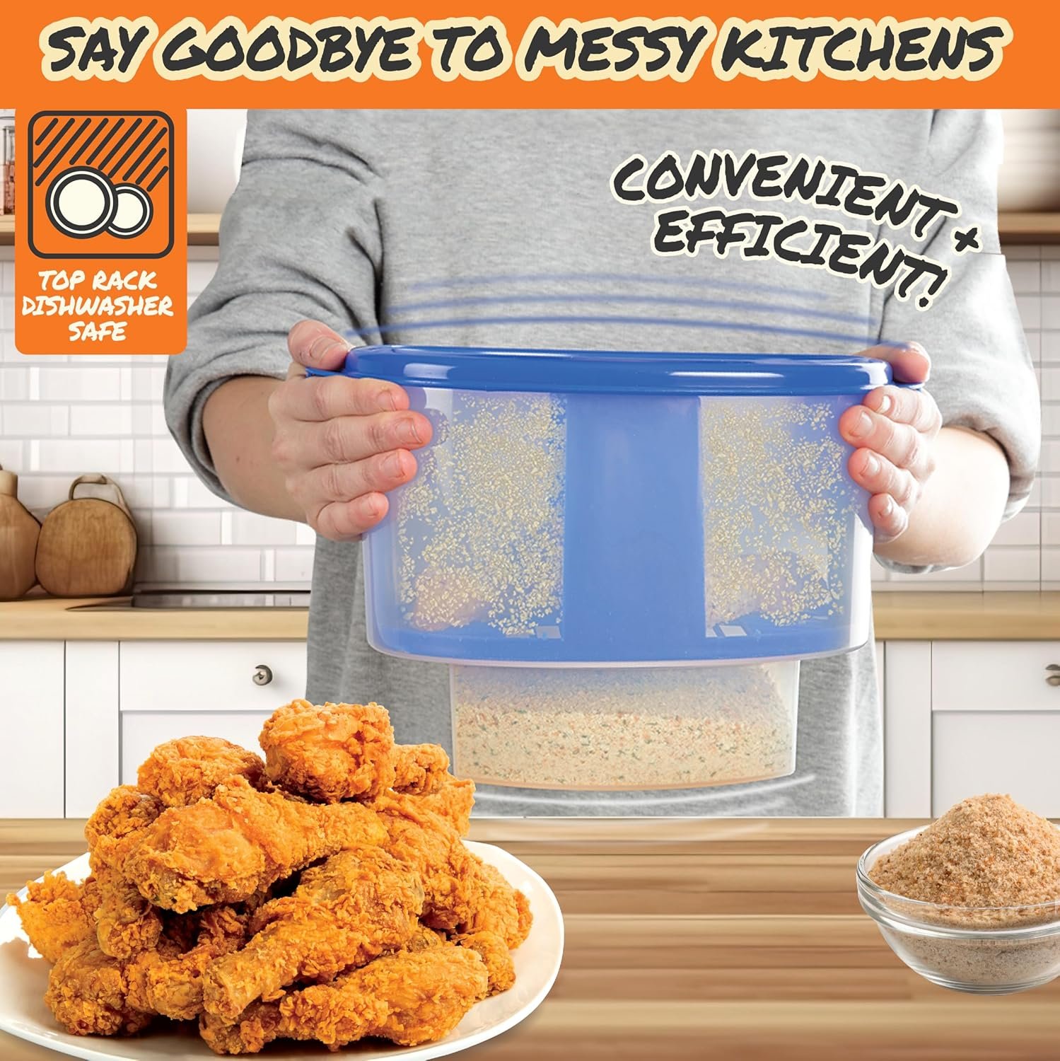 OEM Better Breader Bowl All-in-One Mess-Free Breading Station Pour Seasonings Add Meat Fish Veggies Shake for Perfect Coating Ideal for Parties Factory