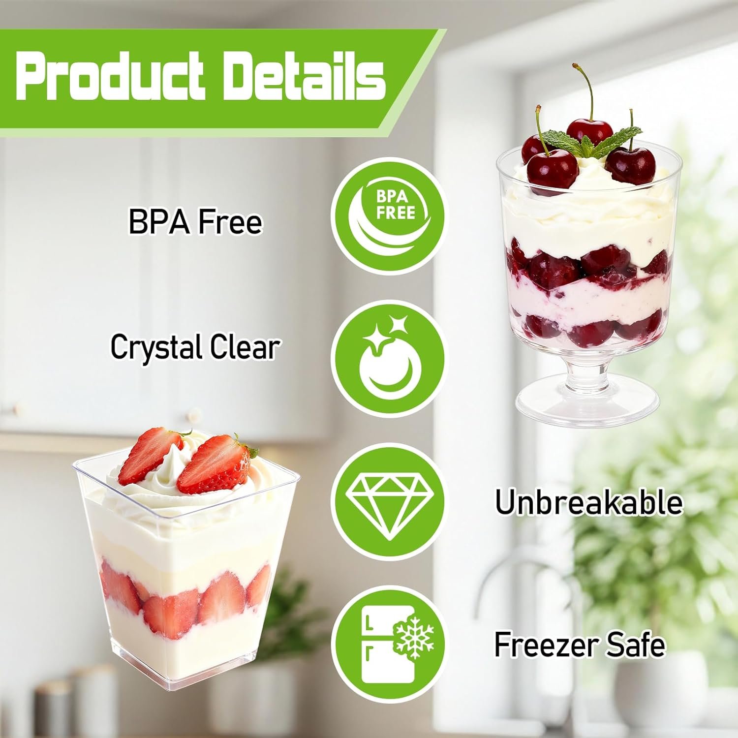 Wholesale 200 Pack 5 oz Clear Square Plastic Dessert Cups with Spoons Disposable Parfait Shooters for Party Trifle Mousse Yogurt Ice Cream Snacks Manufacturer