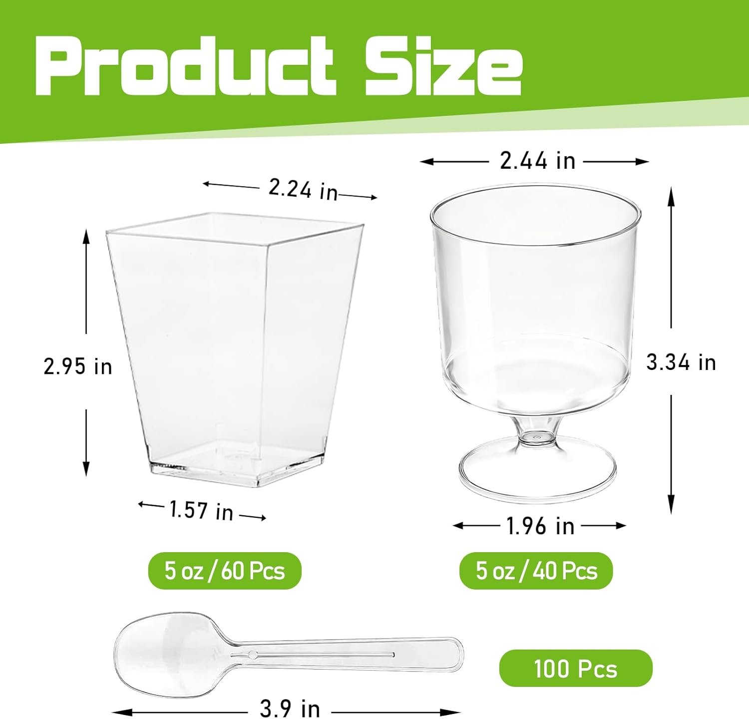 Wholesale 200 Pack 5 oz Clear Square Plastic Dessert Cups with Spoons Disposable Parfait Shooters for Party Trifle Mousse Yogurt Ice Cream Snacks Manufacturer