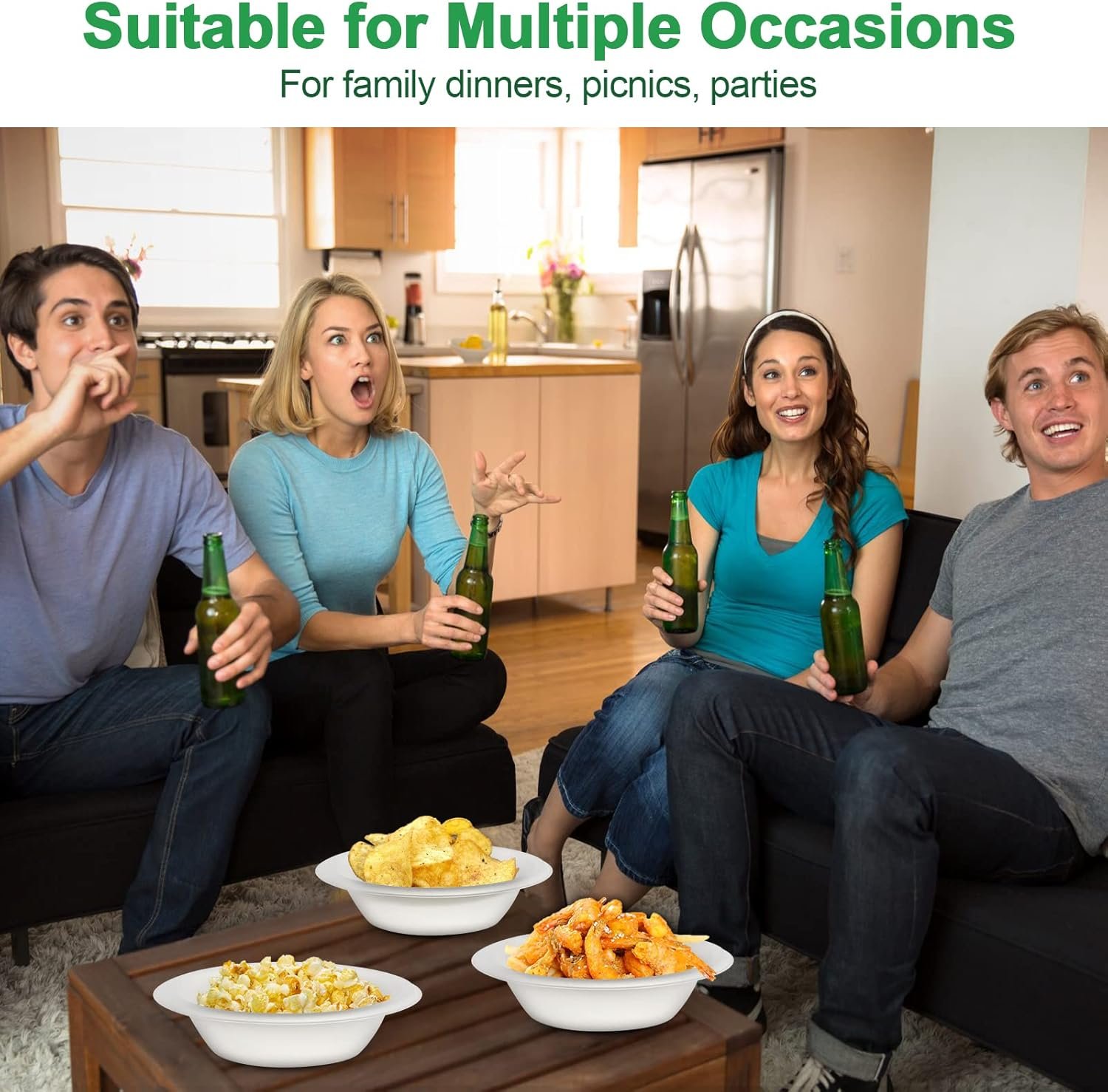 Wholesale 20oz Disposable Heavy Duty Compostable Biodegradable White Bagasse Paper Bowls 50 Pack for Hot and Cold Food Factory