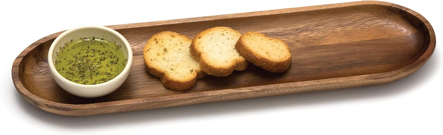 OEM Acacia Wood Bread Cutting Serving Board with Ceramic Dipping Bowl Factory