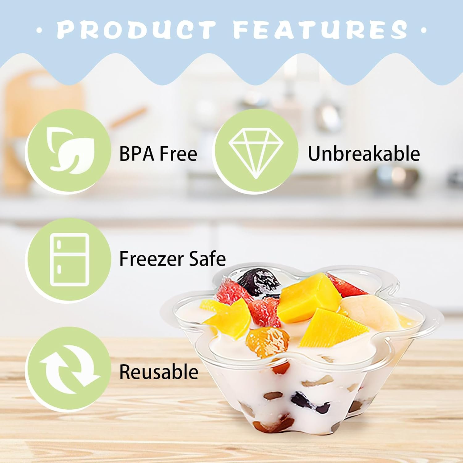 Wholesale 200-Pack 8oz Plastic Dessert Cups with Spoons Disposable Clear Bowls for Ice Cream Sundae Tiramisu Yogurt Parfait Pudding Jello Fruit Salad Snacks Appetizers Party Events Factory