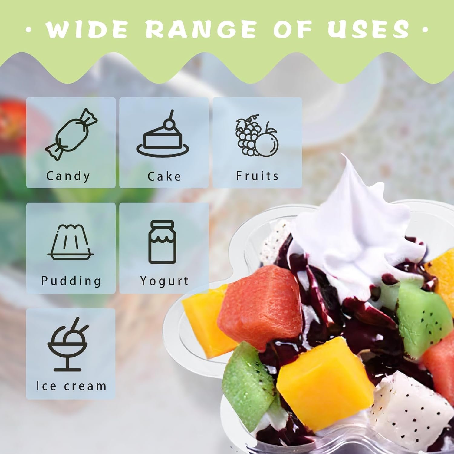 Wholesale 200-Pack 8oz Plastic Dessert Cups with Spoons Disposable Clear Bowls for Ice Cream Sundae Tiramisu Yogurt Parfait Pudding Jello Fruit Salad Snacks Appetizers Party Events Factory