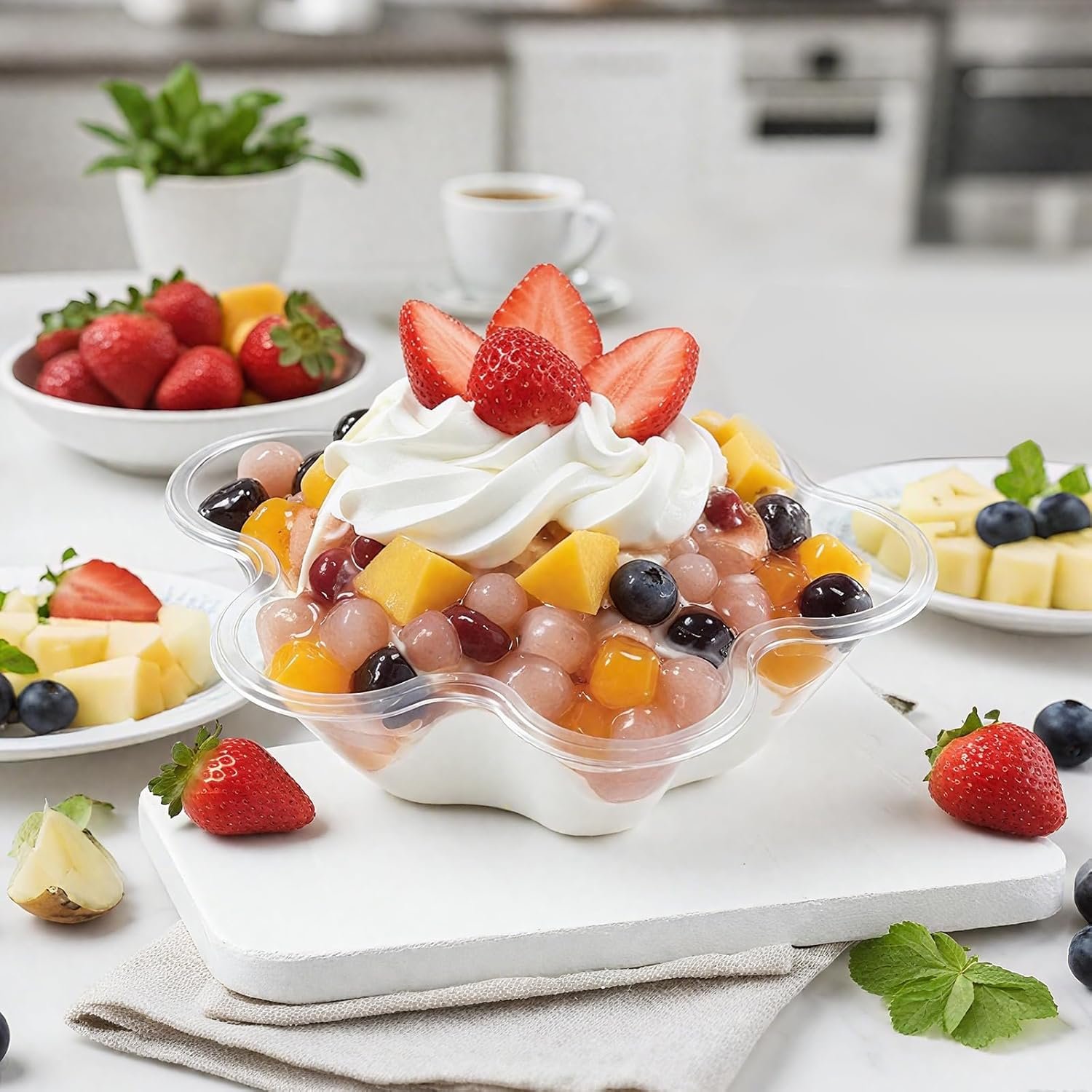 Wholesale 200-Pack 8oz Plastic Dessert Cups with Spoons Disposable Clear Bowls for Ice Cream Sundae Tiramisu Yogurt Parfait Pudding Jello Fruit Salad Snacks Appetizers Party Events Factory