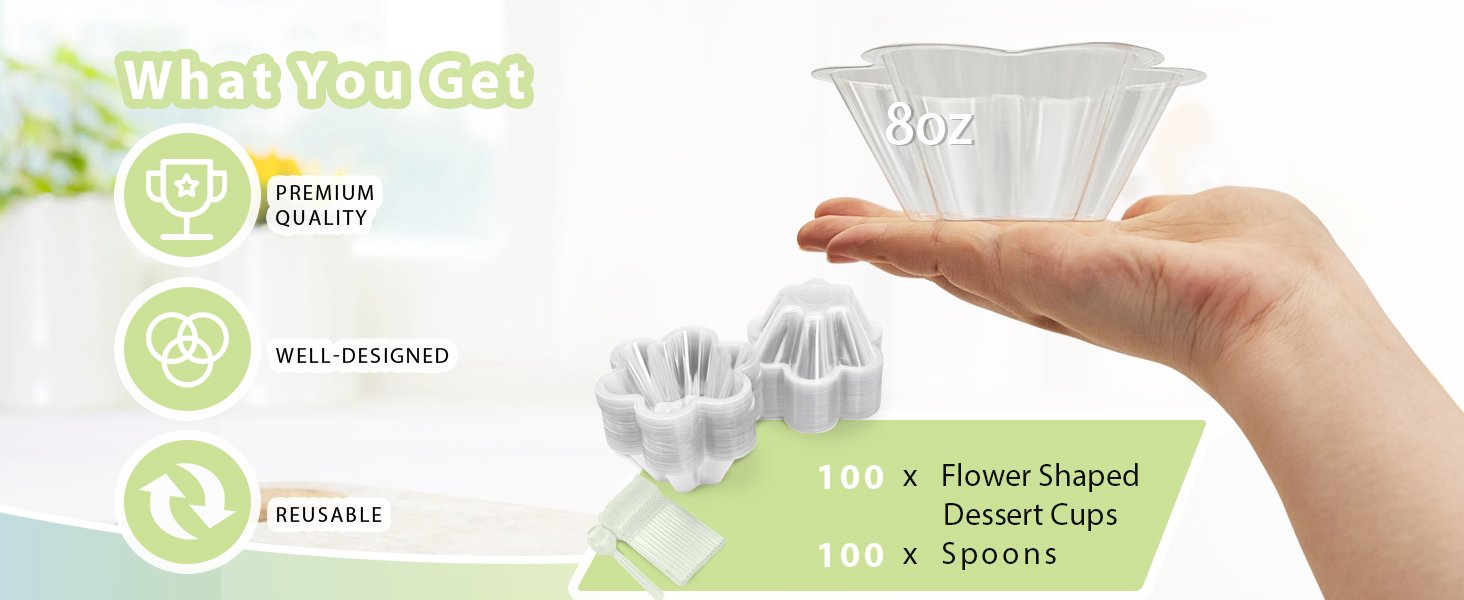 Wholesale 200-Pack 8oz Plastic Dessert Cups with Spoons Disposable Clear Bowls for Ice Cream Sundae Tiramisu Yogurt Parfait Pudding Jello Fruit Salad Snacks Appetizers Party Events Factory