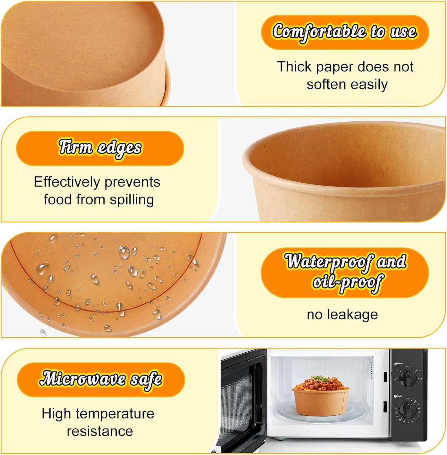 Wholesale 90 Pack 24 oz Disposable Kraft Paper Salad Soup Serving Bowls without Lids for Hot Cold Food Ice Cream Dessert Factory