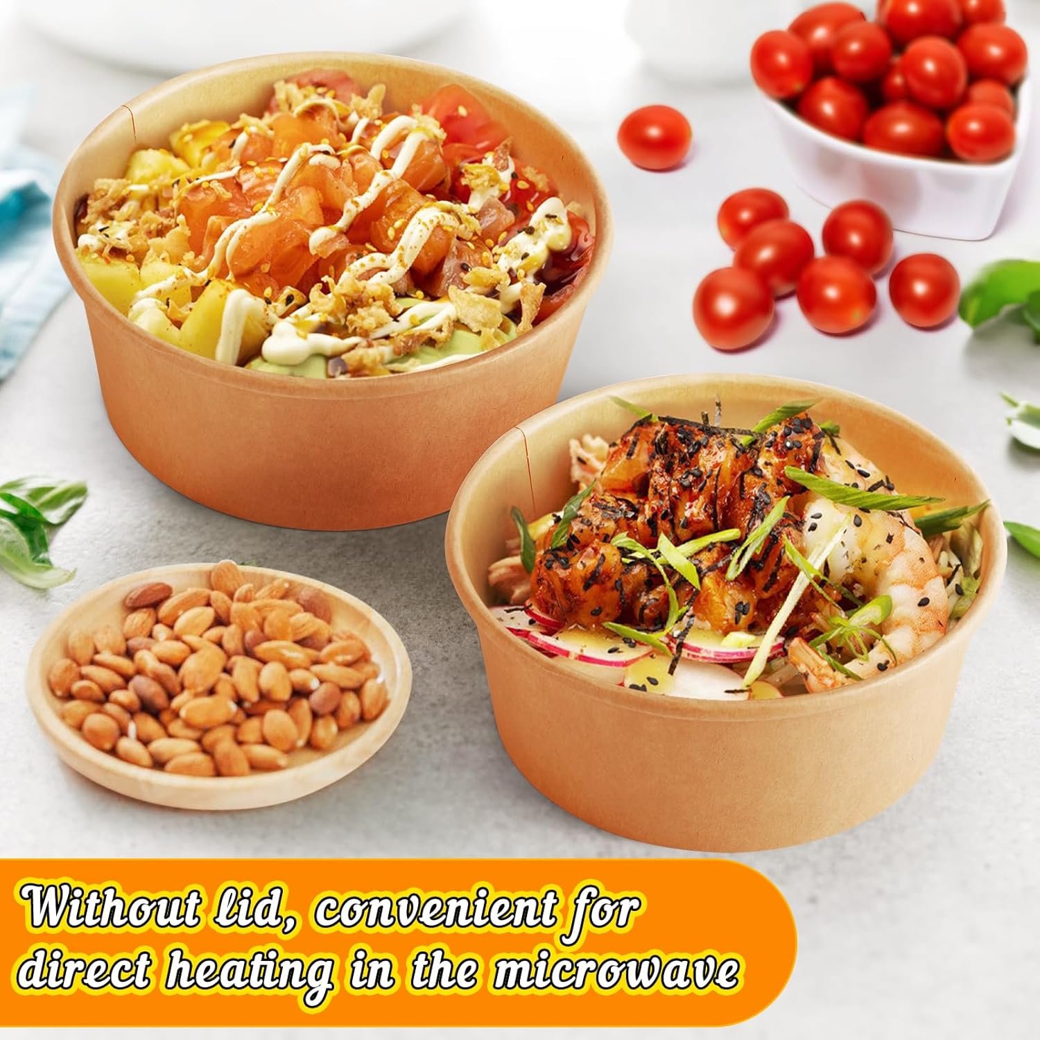 Wholesale 90 Pack 24 oz Disposable Kraft Paper Salad Soup Serving Bowls without Lids for Hot Cold Food Ice Cream Dessert Factory