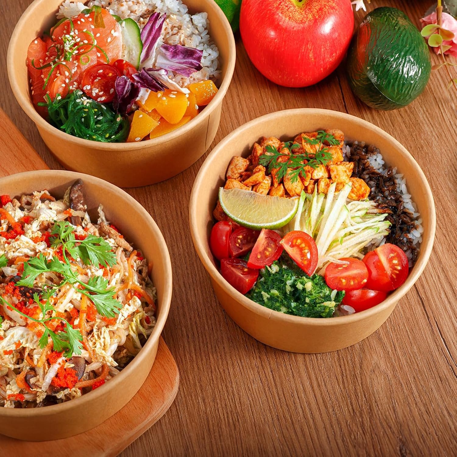 Wholesale 90 Pack 24 oz Disposable Kraft Paper Salad Soup Serving Bowls without Lids for Hot Cold Food Ice Cream Dessert Factory