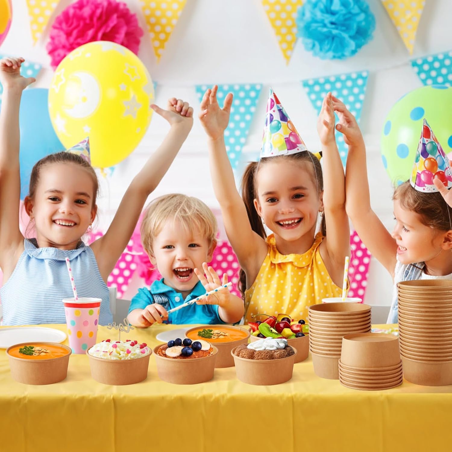 Wholesale 90 Pack 24 oz Disposable Kraft Paper Salad Soup Serving Bowls without Lids for Hot Cold Food Ice Cream Dessert Factory