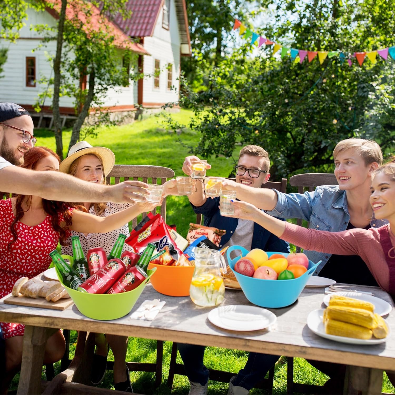 Wholesale 6 Pack 4.9L Large Plastic Snack Serving Bowls with Handles for Party Kitchen Fruit Cereal Candy Salad Chips Microwave Safe Factory Wholesale 6 Pack 4.9L Large Plastic Snack Serving Bowls with Handles for Party Kitchen Fruit Cereal Candy Salad Chips Microwave Safe Factory