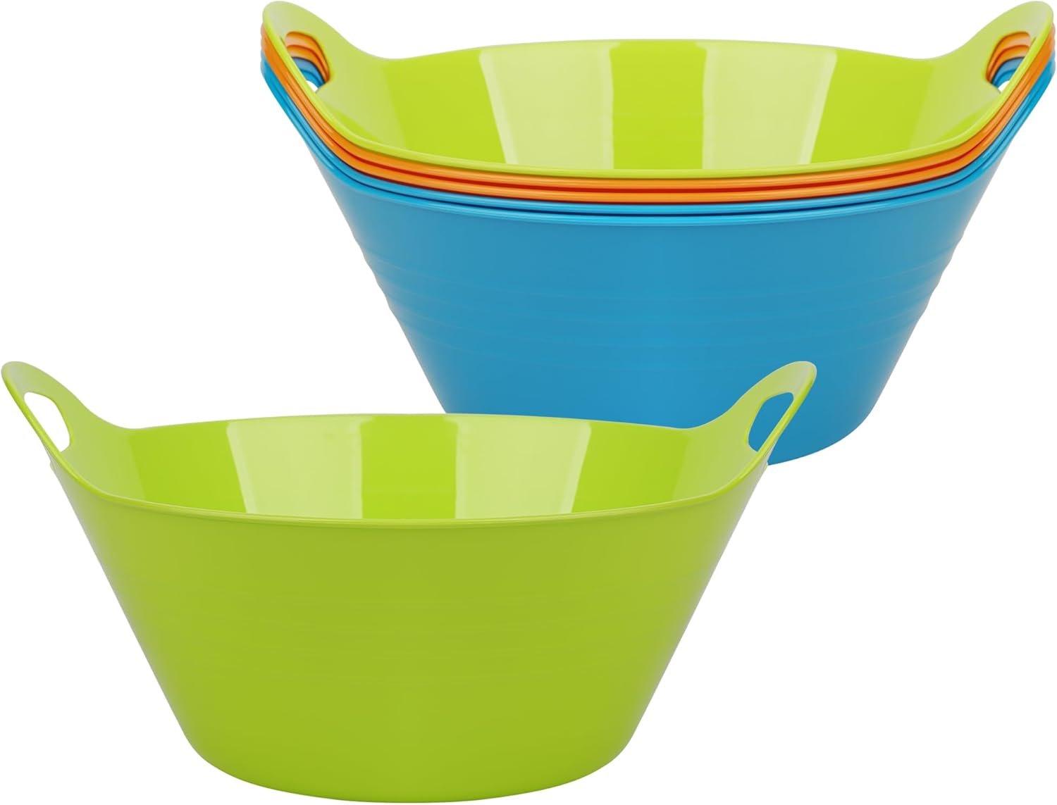 Tiawudi 6 Pack Snack Bowls (4.9L Large), Plastic Serving Bowls for Party, Large Bowls with Handles for Kitchen, Fruit, Cereal, Candy, Salad and Chip, Microwave Safe