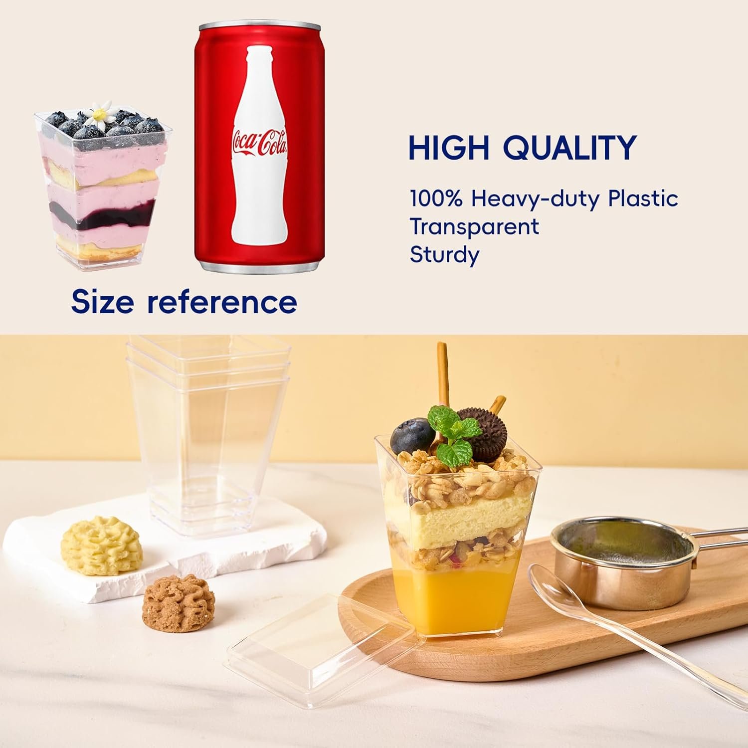 Wholesale 50 Pack 5 oz Plastic Dessert Cups with Lids Spoons for Yogurt Parfait Appetizers Parties Clear Mini Shooters Pudding Fruit Trifle Ice Cream Factory