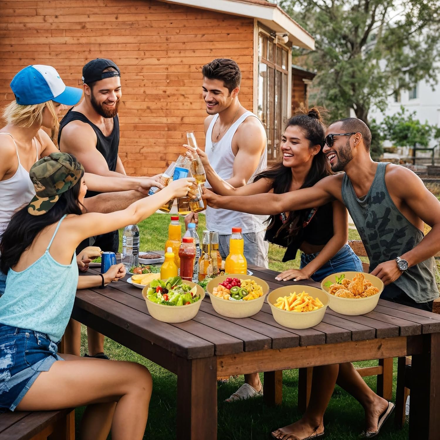 Wholesale 50 Pack 17oz Disposable Salad Bowls with Lids Microwave-Safe Meal Prep Containers BPA-Free Leakproof Heavy Duty Paper Bowls for Food Storage Parties Picnics Takeout Factory