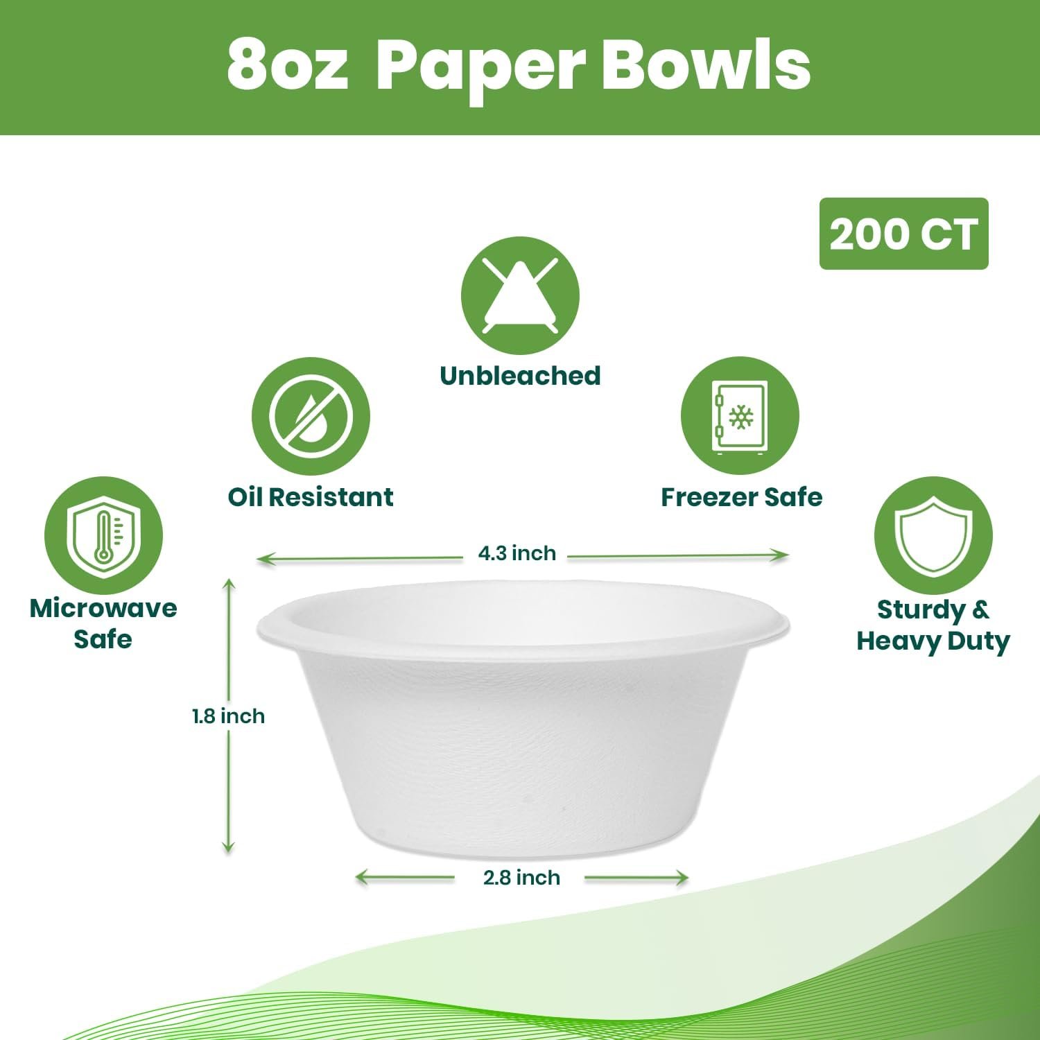Wholesale Disposable Paper Bowls 200 Pack 8 oz Heavy-Duty Compostable Eco-Friendly Bagasse for Soup Salad Dessert and More Factory