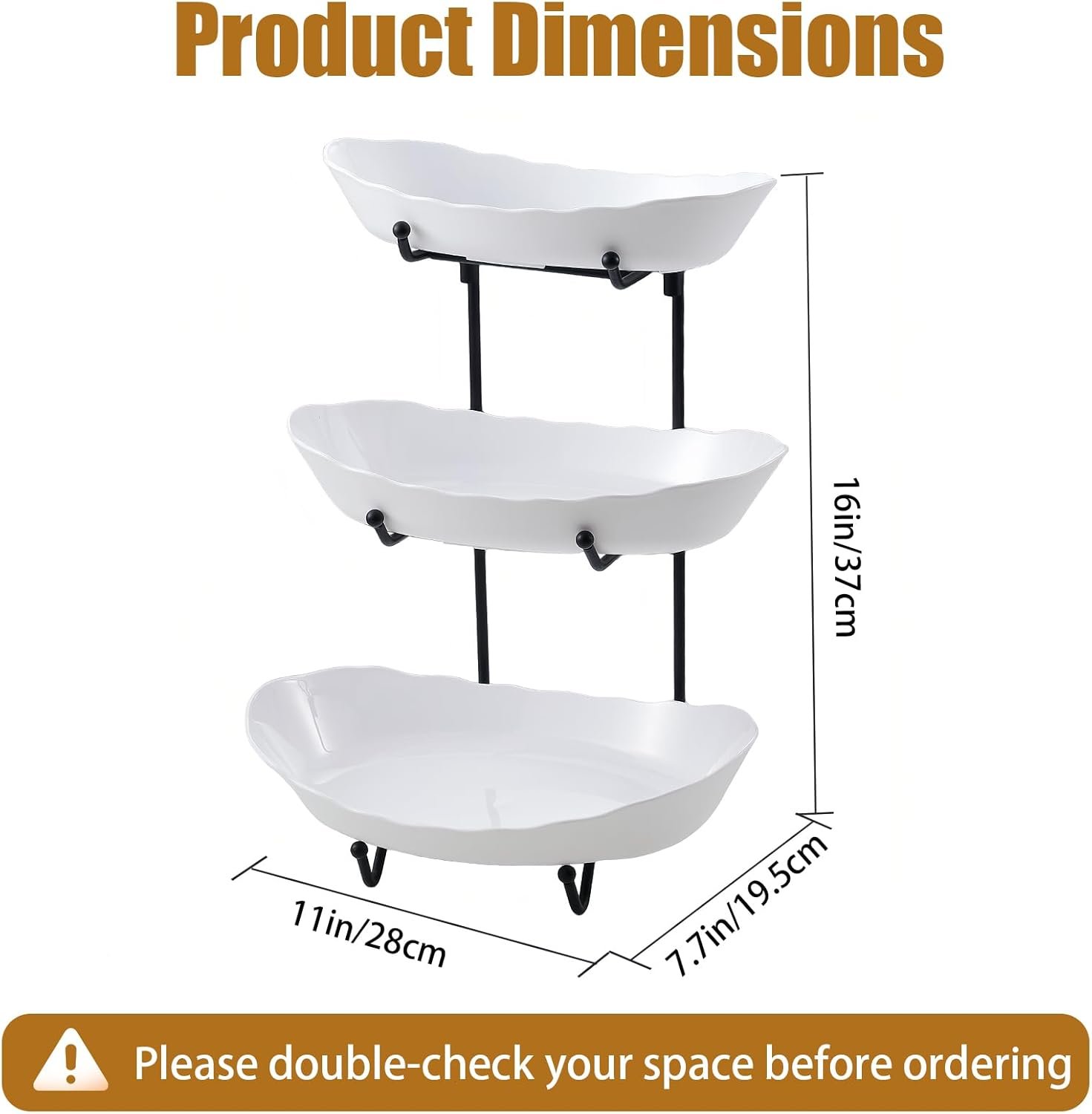 OEM 3-Tier Fruit Basket Black Stand Kitchen Counter Tiered Display Snacks Nuts Cake Dessert Small Cute Kid-Friendly Plastic Manufacturer