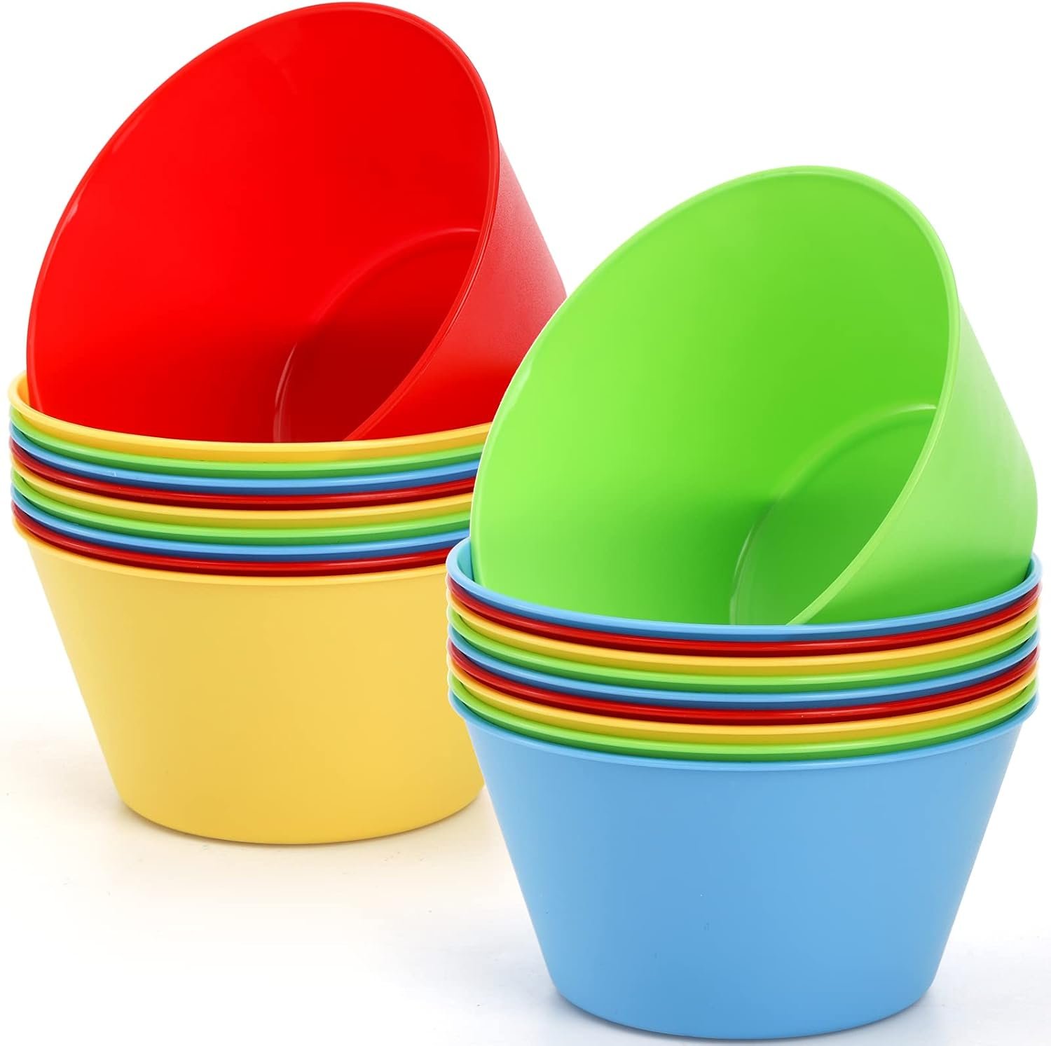 DEAYOU 20 Pack Plastic Bowls, 27 OZ Unbreakable Cereal Bowls, 6" Reusable Colorful Serving Bowl for Party, Snack, Soup, Salad, Children, Microwave Dishwasher Safe