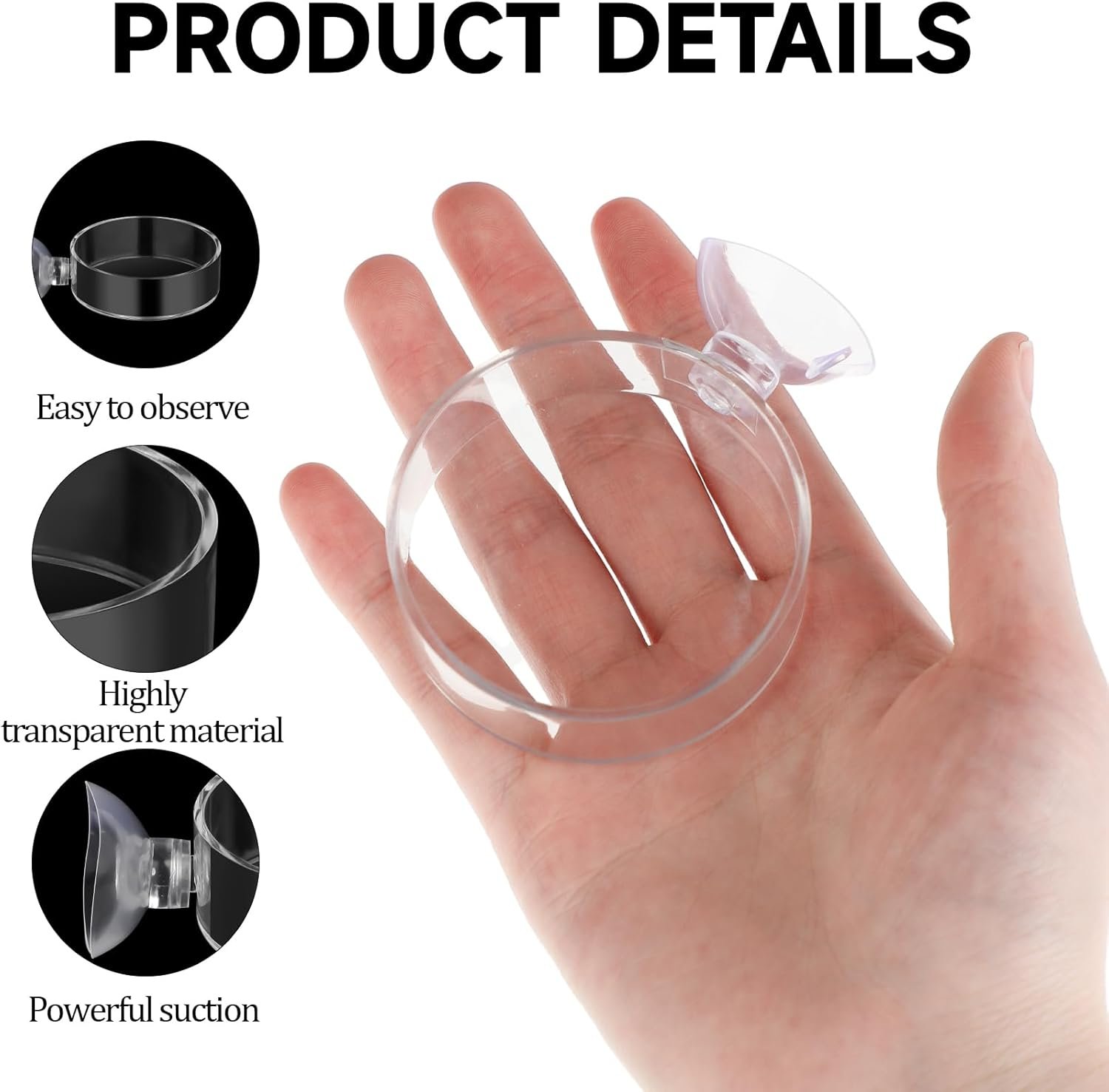 OEM 60mm Clear Suction Feeder Dish for Aquarium Fish Tank Shrimp Round Feeding Bowl Tray 2pcs Factory