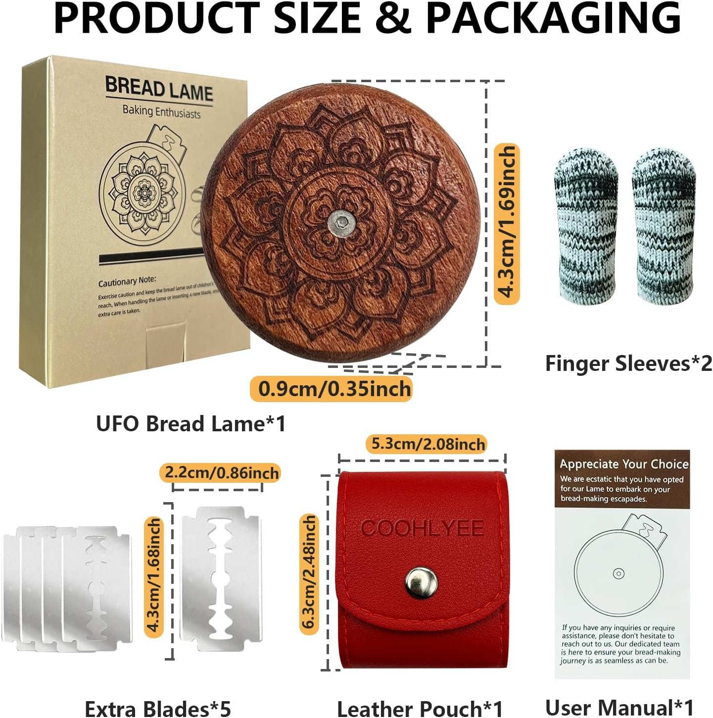 OEM Bread Lame Sourdough Scoring Tool Wooden Design with 5 Razor Blades Leather Storage Cover Baking Supplies Gifts Factory