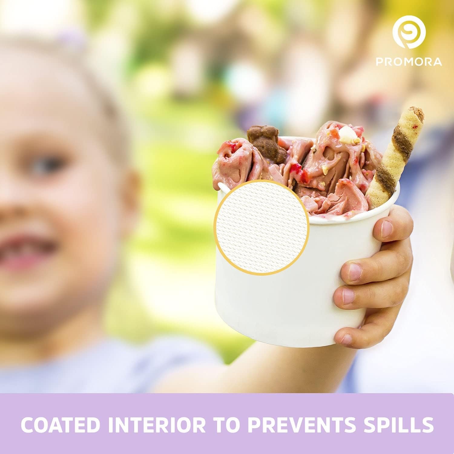 Wholesale 12oz Disposable Paper Ice Cream Cups with Spoons 50 Count for Hot Soup Dessert and Frozen Yogurt White Factory