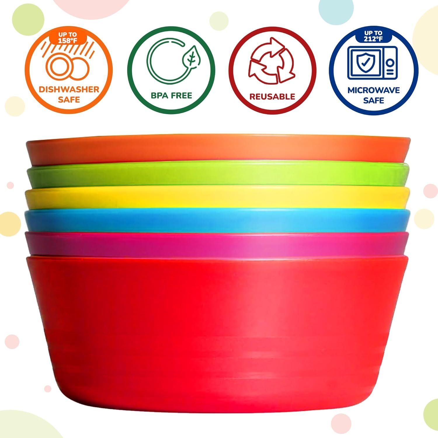 Wholesale 10 Oz Plastic Toddler Bowls Set of 6 Microwave Dishwasher Safe BPA Free Brightly Colored for Cereal Soup Snacks Fruit Salad Factory Wholesale 10 Oz Plastic Toddler Bowls Set of 6 Microwave Dishwasher Safe BPA Free Brightly Colored for Cereal Soup Snacks Fruit Salad Factory
