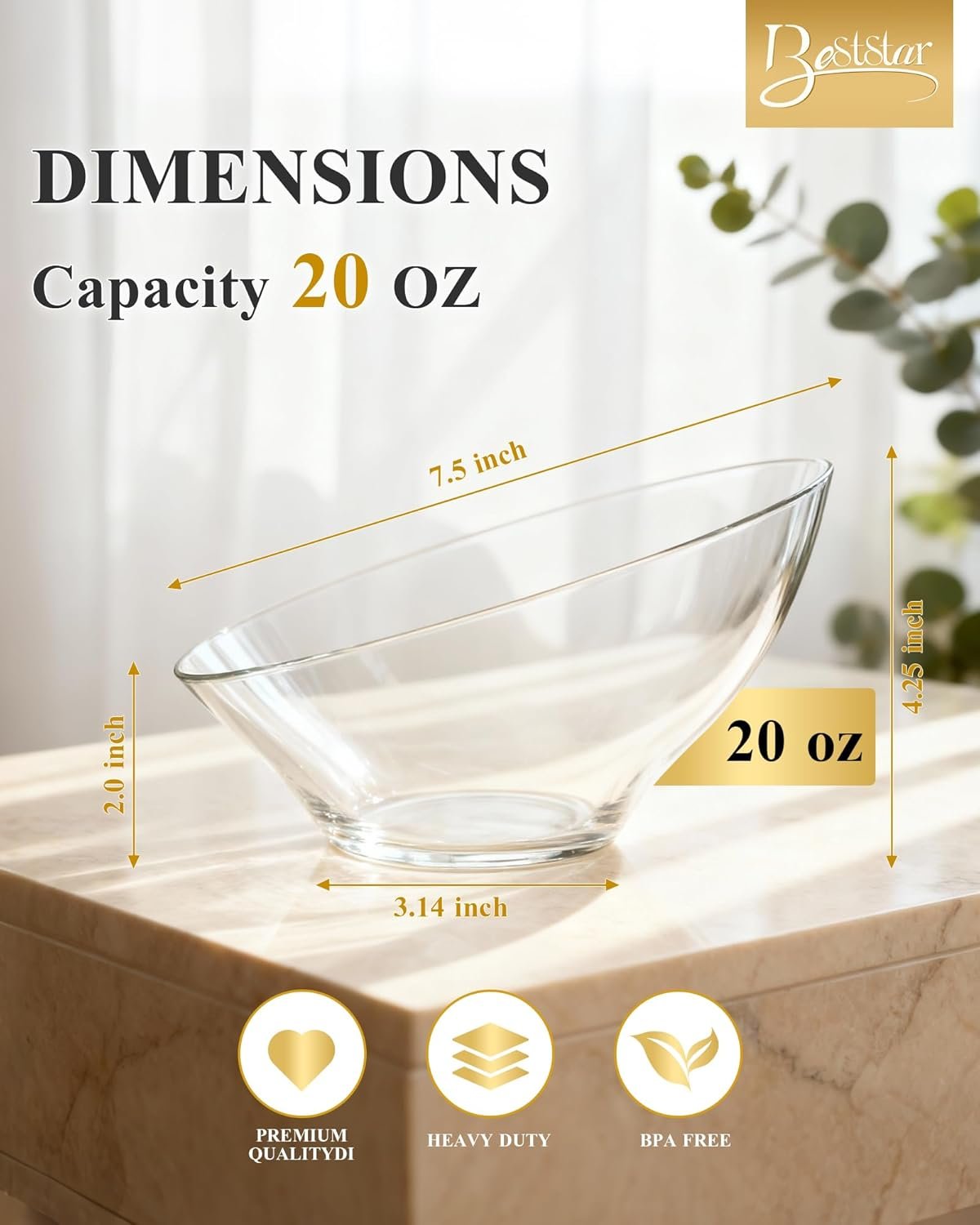 Wholesale 20OZ Clear Plastic Angled Disposable Serving Bowls 8 Pack Heavy Duty for Chips Salad Fruit Candy Parties Buffet Catering Wedding Daily Use Factory