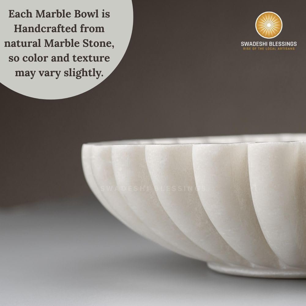 Wholesale Handcrafted 9-Inch Marble Ruffle Bowl | Antique Scallop Fruit Bowl | Vintage Ring Dish | Decorative Flower Dish | Urli Housewarming Wedding Gift Factory Wholesale Handcrafted 9-Inch Marble Ruffle Bowl | Antique Scallop Fruit Bowl | Vintage Ring Dish | Decorative Flower Dish | Urli Housewarming Wedding Gift Factory