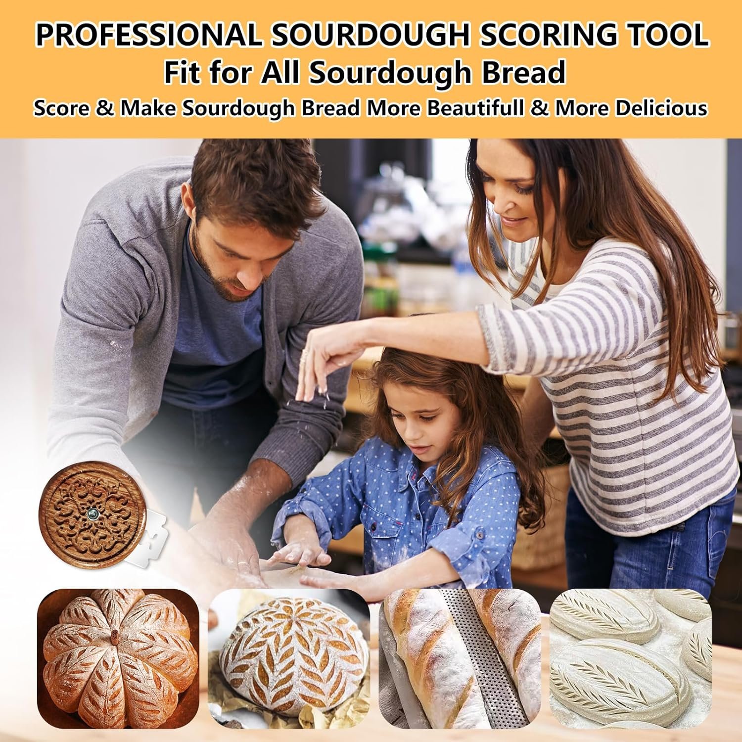 OEM Bread Lame Sourdough Scoring Tool with Wooden Handle 5 Razor Blades Leather Storage Cover Finger Sleeves Cleaning Tool for Dough Baking Making supplier OEM Bread Lame Sourdough Scoring Tool with Wooden Handle 5 Razor Blades Leather Storage Cover Finger Sleeves Cleaning Tool for Dough Baking Making supplier