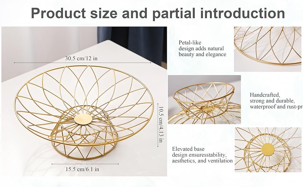 OEM Large Round Metal Wire Fruit Bowl Mesh Basket Kitchen Countertop Storage Organizer for Bread Vegetables Black Factory