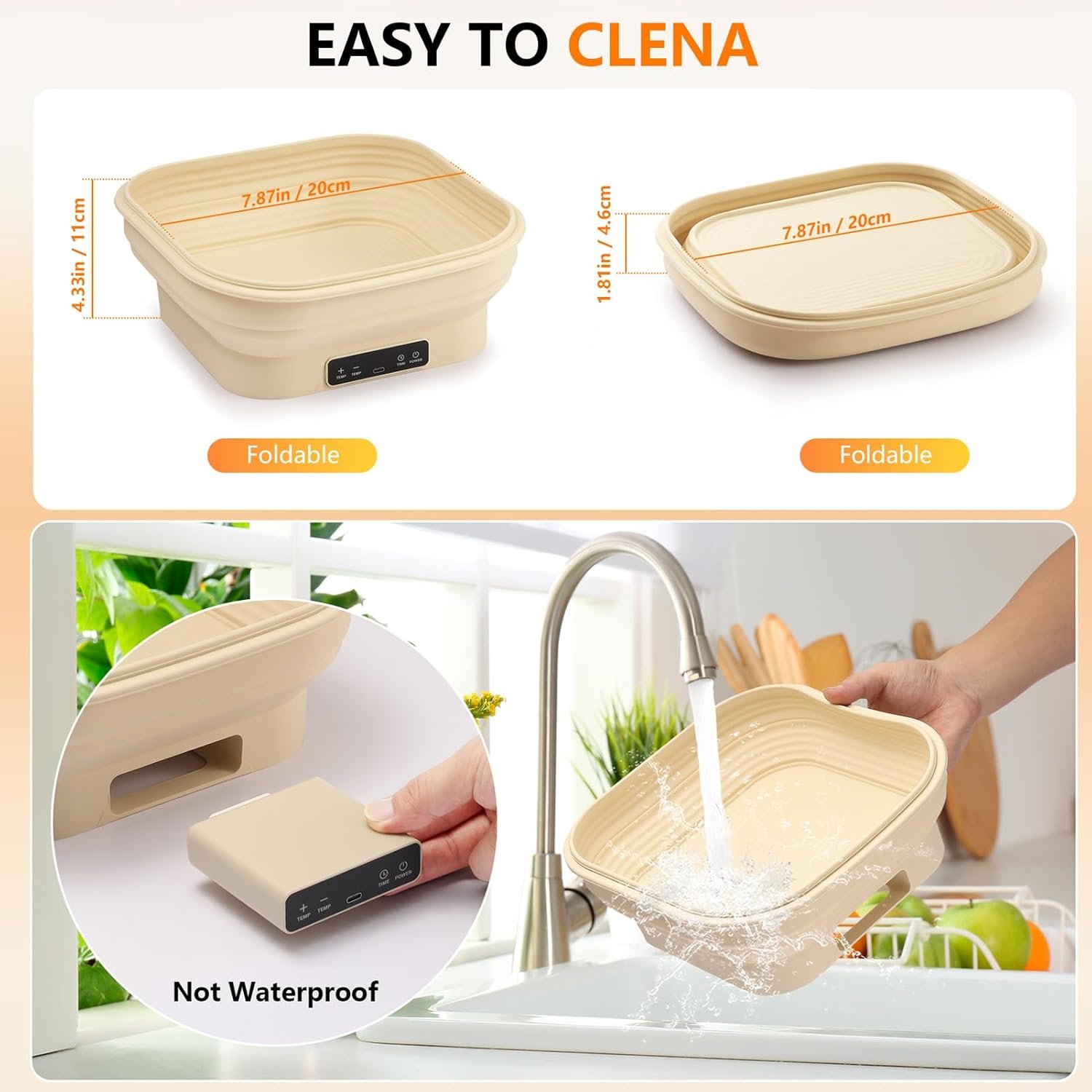 OEM Upgrade Electric Thermostatic Silicone Sourdough Bread Proofing Basket Set 8.7 Inch Square Foldable Banneton Baking Supplies Factory