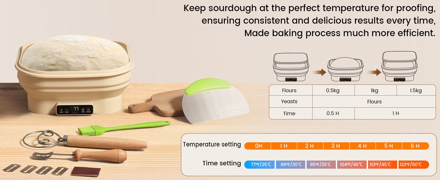 OEM Upgrade Electric Thermostatic Silicone Sourdough Bread Proofing Basket Set 8.7 Inch Square Foldable Banneton Baking Supplies Factory