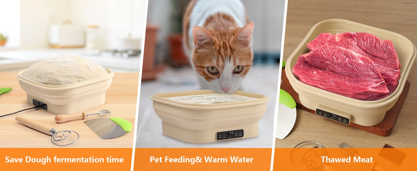 OEM Upgrade Electric Thermostatic Silicone Sourdough Bread Proofing Basket Set 8.7 Inch Square Foldable Banneton Baking Supplies Factory