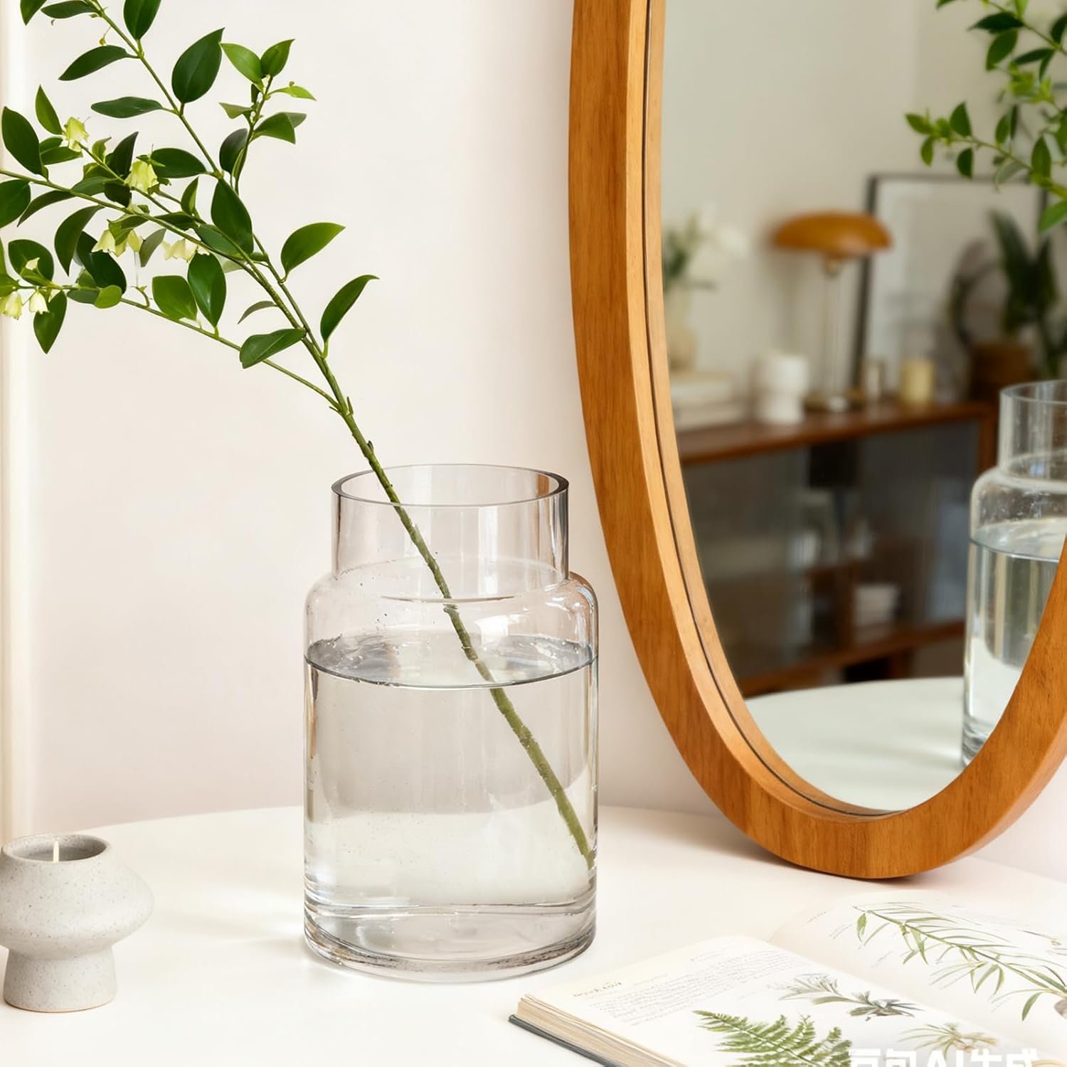 OEM 9 Inch Clear Glass Vases for Centerpieces Wide Mouth Weighted Bottom Easy Clean Modern Fish Bowl Long Stem Dried Artificial Flowers Factory