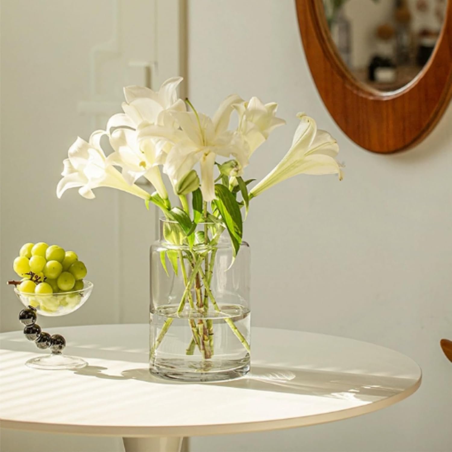 OEM 9 Inch Clear Glass Vases for Centerpieces Wide Mouth Weighted Bottom Easy Clean Modern Fish Bowl Long Stem Dried Artificial Flowers Factory