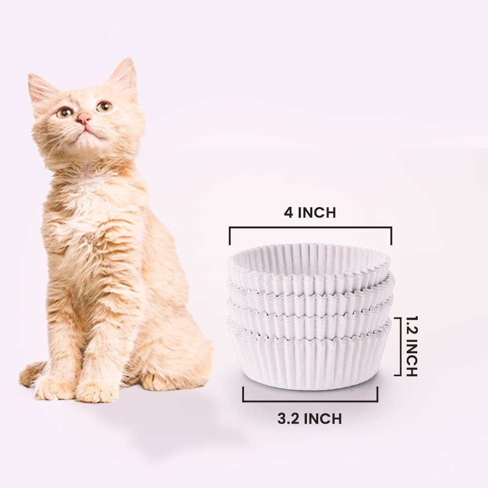 Wholesale 200 Pcs Small White Disposable Paper Pet Feeding Bowls Liners for Cat Dishes Wet Food Feral Cat Feeding Stations Factory