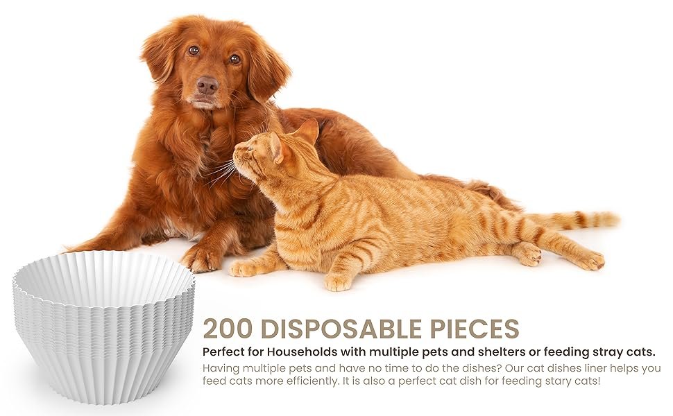 Wholesale 200 Pcs Small White Disposable Paper Pet Feeding Bowls Liners for Cat Dishes Wet Food Feral Cat Feeding Stations Factory