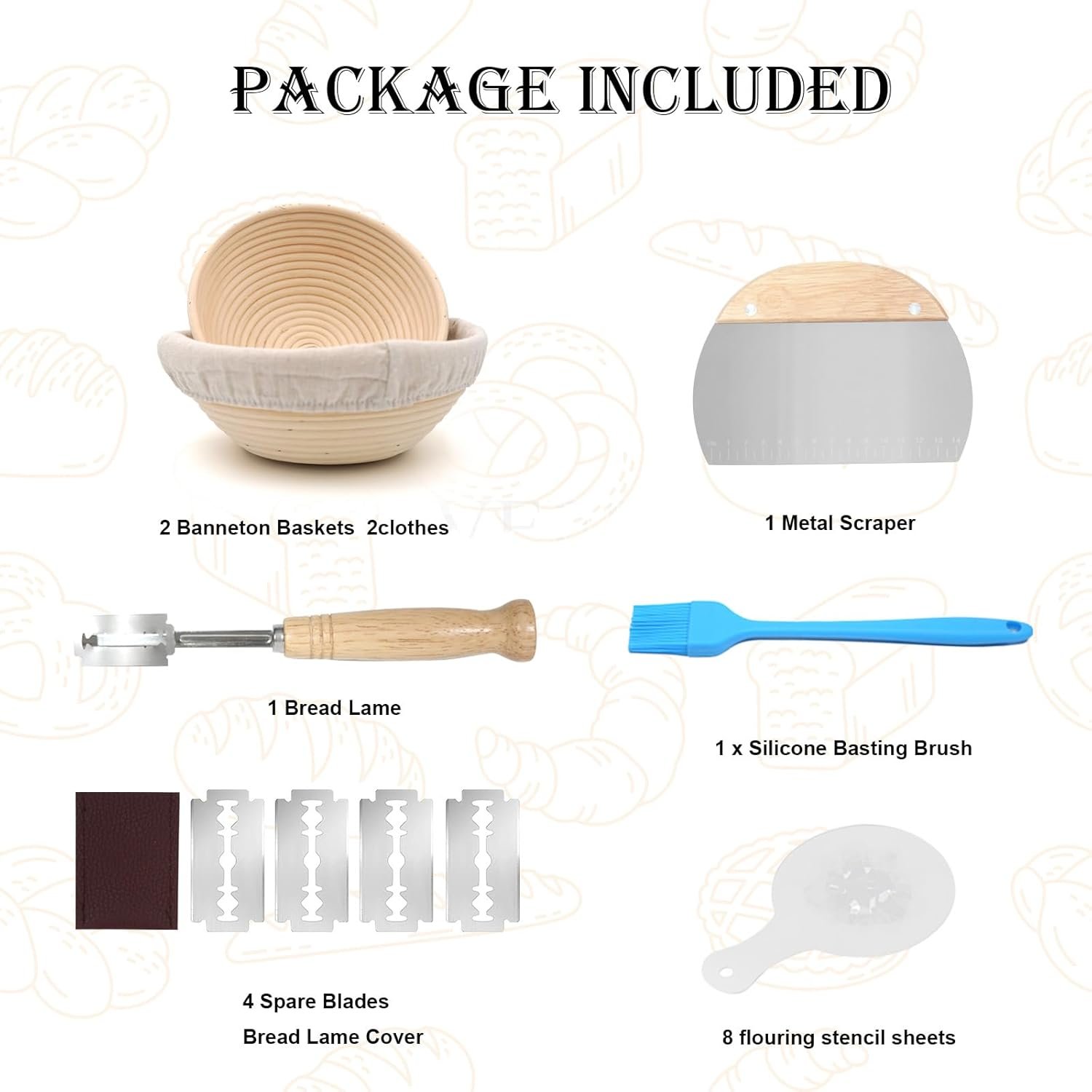 OEM 9-Inch Round Sourdough Bread Proofing Basket Set of 2 with Lame Baking Tool Factory